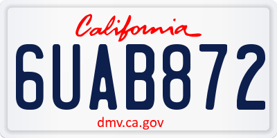 CA license plate 6UAB872