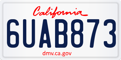 CA license plate 6UAB873