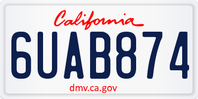 CA license plate 6UAB874