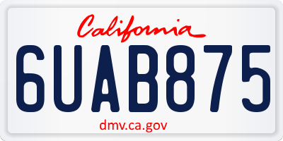 CA license plate 6UAB875
