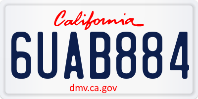 CA license plate 6UAB884