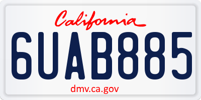 CA license plate 6UAB885