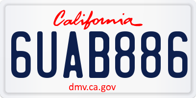 CA license plate 6UAB886