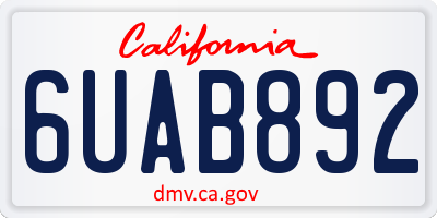 CA license plate 6UAB892