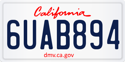 CA license plate 6UAB894
