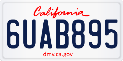CA license plate 6UAB895
