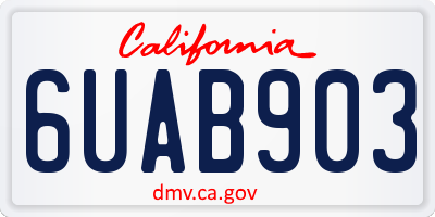CA license plate 6UAB903