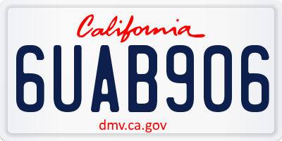 CA license plate 6UAB906