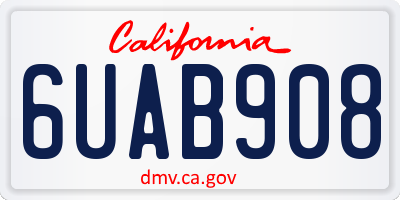 CA license plate 6UAB908