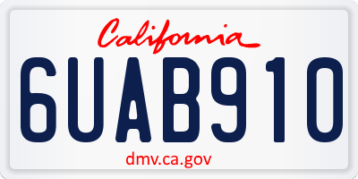 CA license plate 6UAB910