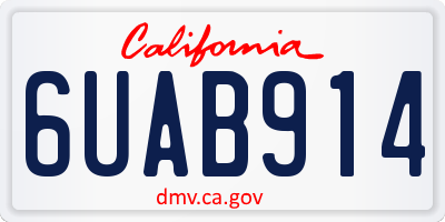 CA license plate 6UAB914