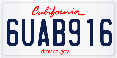 CA license plate 6UAB916