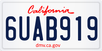 CA license plate 6UAB919