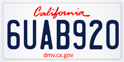 CA license plate 6UAB920