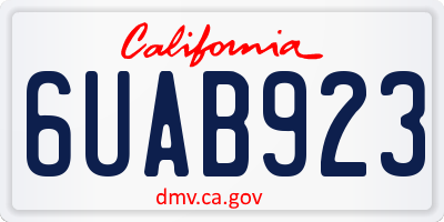 CA license plate 6UAB923
