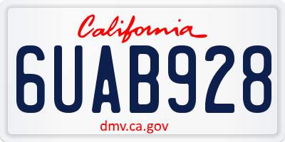 CA license plate 6UAB928