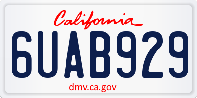 CA license plate 6UAB929