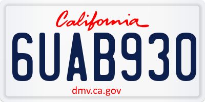 CA license plate 6UAB930