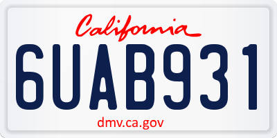 CA license plate 6UAB931