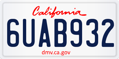 CA license plate 6UAB932