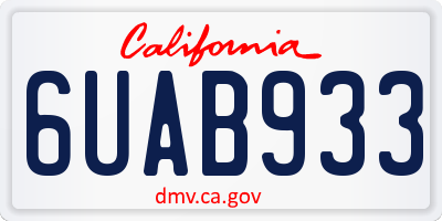 CA license plate 6UAB933