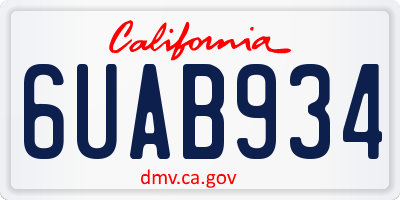 CA license plate 6UAB934