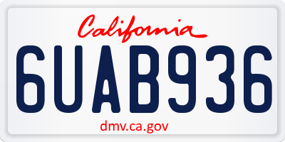 CA license plate 6UAB936