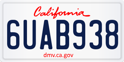 CA license plate 6UAB938