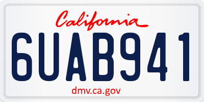 CA license plate 6UAB941