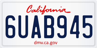CA license plate 6UAB945