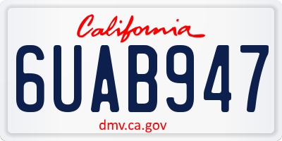 CA license plate 6UAB947