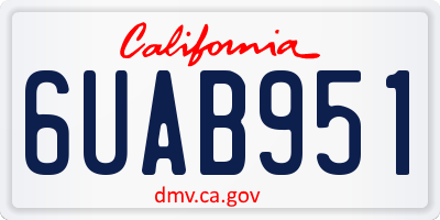 CA license plate 6UAB951