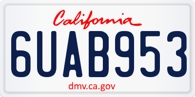 CA license plate 6UAB953