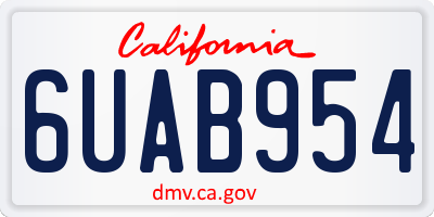 CA license plate 6UAB954