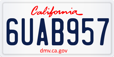 CA license plate 6UAB957