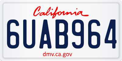 CA license plate 6UAB964