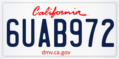 CA license plate 6UAB972