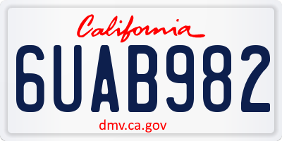 CA license plate 6UAB982