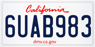 CA license plate 6UAB983