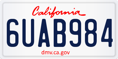 CA license plate 6UAB984