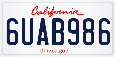 CA license plate 6UAB986