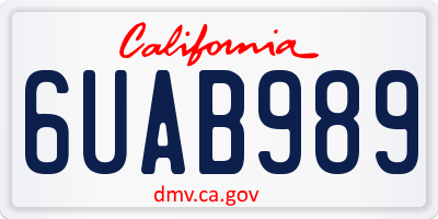 CA license plate 6UAB989