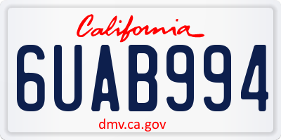 CA license plate 6UAB994