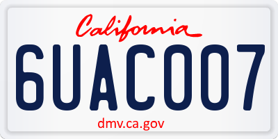 CA license plate 6UAC007
