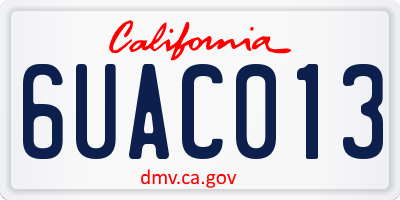 CA license plate 6UAC013