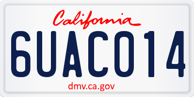 CA license plate 6UAC014