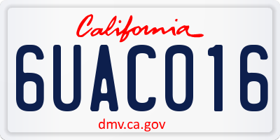 CA license plate 6UAC016
