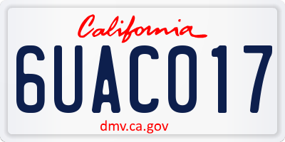 CA license plate 6UAC017