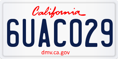 CA license plate 6UAC029