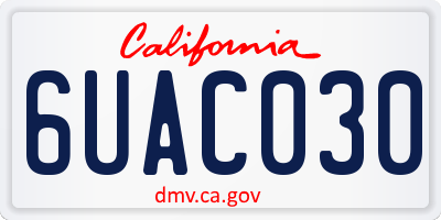 CA license plate 6UAC030